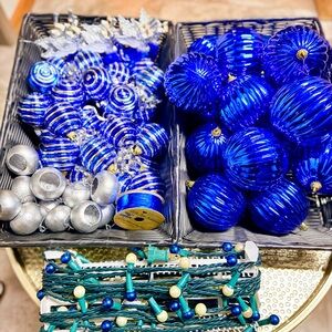 Blue and Silver Christmas Tree Ornament Set